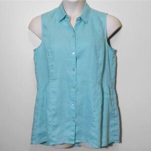 J. Jill Love Linen Button Front Tunic Top Tank Size Medium 100% Linen